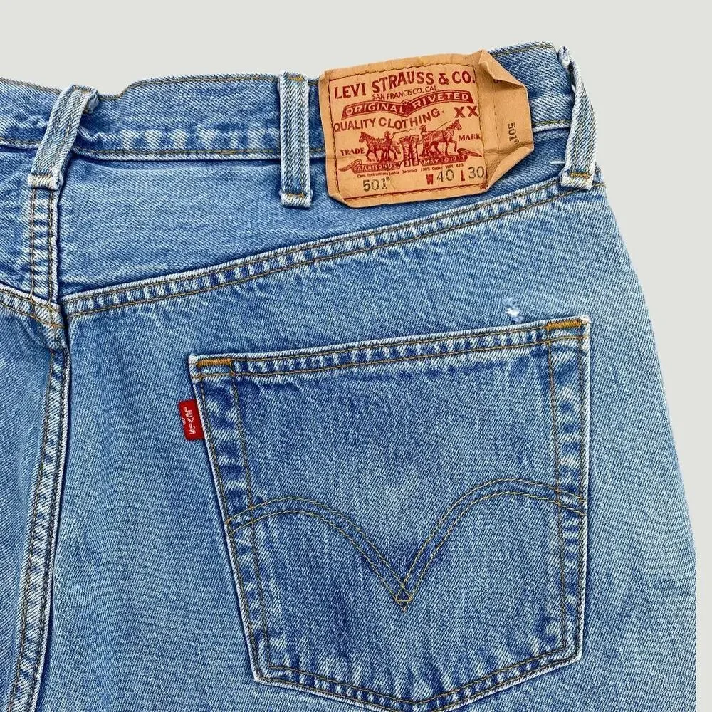 Levi’s 501 Button Fly Jeans Vintage Wash Straight Leg Men’s 40x30 USA